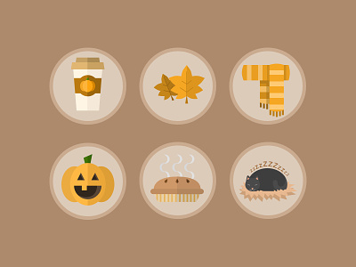 Autumn Inspired Flat Icons cat fall flat icons icons minimal pie pumpkin simple sketch