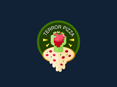 Terror Pizza flat halloween heart tomato logo minimal pizza simple zombie