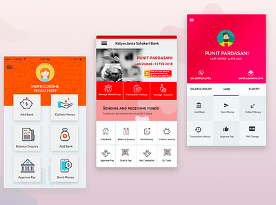 UPI Banking App Home Screens bankingapp mobile app money transfer multiple features ui ux design ui design