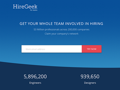 Hiregeek Landing page daily ui design dribble flat hire geek hiring landing page responsive team web webdesign website