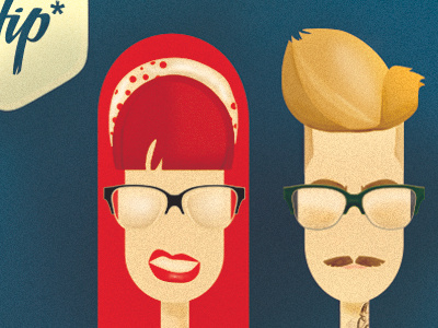 Her/Him glasses hipster illustration men red retro texture vintage woman
