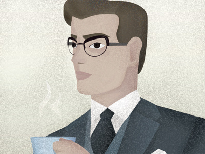 Hello Mister coffee gentleman glasses man tie vintage