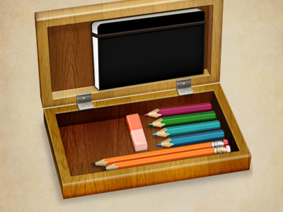 Portfolio icon box eraser icon moleskine pencil sketchbook wood