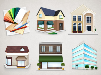 A World Of Paper icon set 1 building city colors house icon palette pencil ruler town