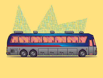Eagle Bus Illustration 70s bus car design pop art texture vector illustration