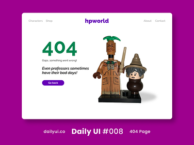 404 Page Daily UI #008 2020 404 404 error 404 page art direction daily ui daily ui challenge dailyui dailyuichallenge design figma harry potter hong kong lego ui uidesign website