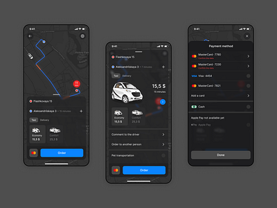 Yandex Taxi Black Style 2022 app design mobile taxi trends ui ux uxui