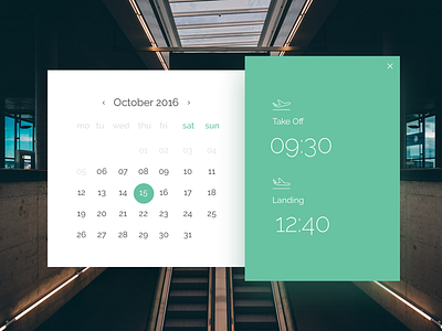 When is your flight? airplane airport booking calendar date picker flight green material shuttle time picker ui