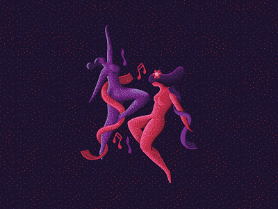 Dance 2d dance design digital art illustration pointillism women