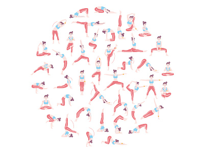 42 Funny Yoga Poses 2d character design creative market design digital art illustration stock vector vectorart yoga yoga pose