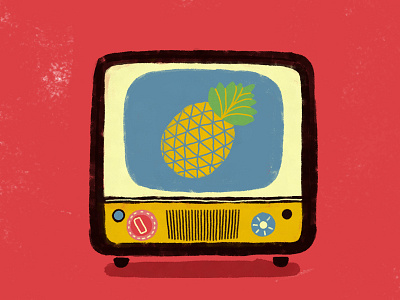 Offscreen pineapple retro television