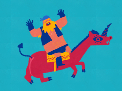 Bugged Unicorn animated character design gif illustration