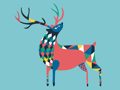 Winter Animals (Deer) animals character design illustration
