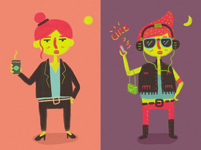 Day & Night character design illustration
