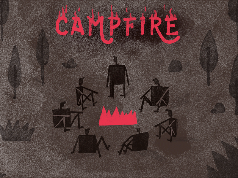 Camp Fire animated gif animation black and white character design gif illustration