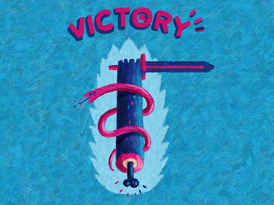 Victory blue illustration red typography