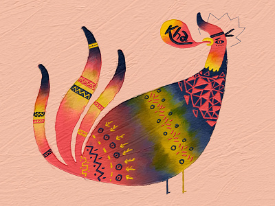 Cock animal brush character design illustration