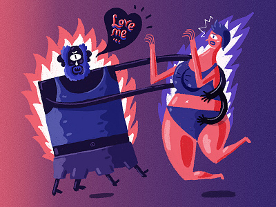 Love me! blue character design digital art digital brush illustration purple red