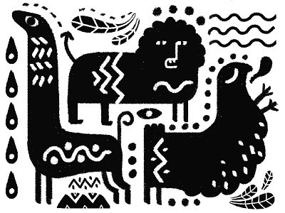 Animal Pattern II 2d animal black and white illustration