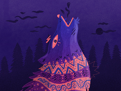 Wulf animal forest illustration night wolf