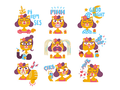 Snapchat Stickers / Fancy Cat cat character design emoji illustration sticker