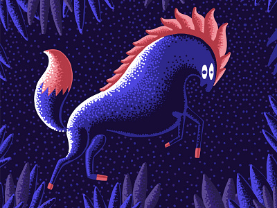 Horse! animal blue horse illustration