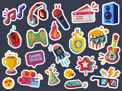 Selfy Stickers I chat digital food fun game icon illustration movie music social sticker stroke