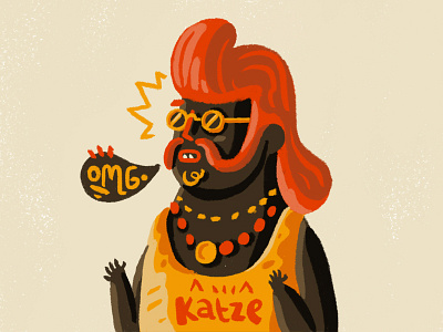 OMG! character design hair hipster illustration moustache red timelapse yellow