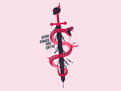 Snake & Sword 2d blood digital digital brush illustration red skull snake sword tattoo texture