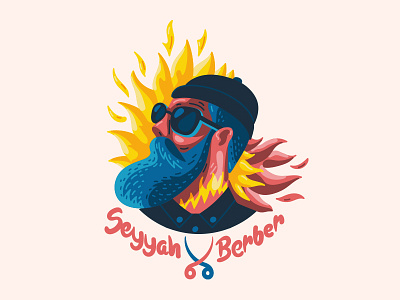 Seyyah Berber Logo 2d blue branding character design digital art icon illustration logo red typography vector