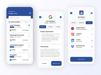 Creative Job Search UI Design Concept 2/2 app creative design graphic design interface job mobileappdesign ui uidesign uiux