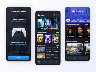 Game Streaming App: UI Concept app design esports gamer gaming graphic design interface mobileappdesign streamer uidesign uiux