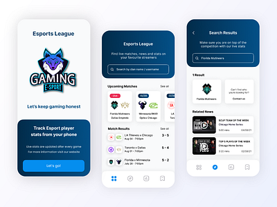 E-Sports Stats App: UI Concept app design esports gamer gaming graphic design interface mobileappdesign sports stats uidesign uiux