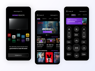Smart TV Remote App: UI Concept app design graphic design interface mobileappdesign smart tv remote uidesign uiux