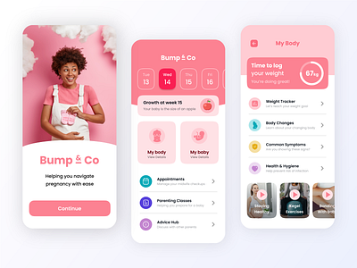 Pregnancy Tracker App: UI Concept advice app appointment baby classroom design doctors graphic design health tracker mobileappdesign new born pregnancy tracker uidesign uiux user interface