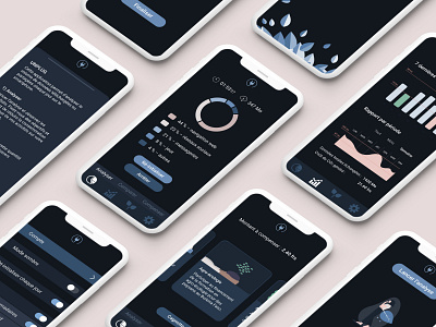 A dark mode for Unplug dark mode ecology figma graphs mobile app mockup smartphone ui ux