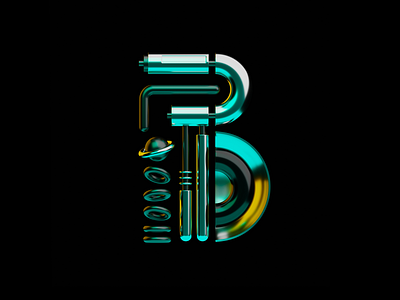 B #36daysoftype_08 36daysoftype 36daysoftype08 alphabet artoftype b3d blender chrome cyberpunk letter lettering sci fi showusyourtype strengthinnumbers teal type typedesign typography welovetype yellow