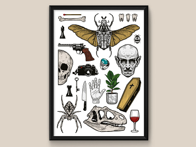 FLASH - Art print adobe illustrator art beetle coffin creative entomology flash graphic design gun hand horror illustration illustrator insect skull spider tattoo teeth vampire vector