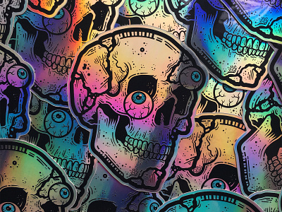 Holographic Skull - Sticker adobe anatomy colour creative death eyeball graphic graphic design holographic horror human skull illustrator skull sticker stickers vector