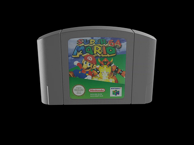 N64 cart 3d art 3d artist animation b3d blender creative design game gamer gaming graphic design mario mario 64 modelling nintendo nintendo 64 render retro retro gaming super mario