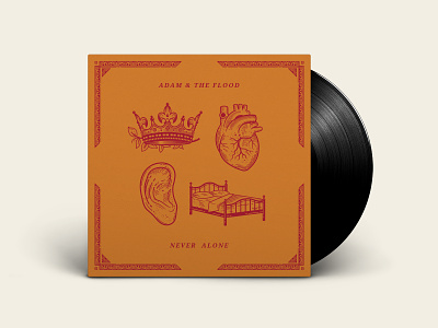Adam & The Flood - Never Alone EP adobe adobe illustrator album anatomical bed crown design detail ear etching graphic art graphic design heart icons king music objects packaging design vector vinyl
