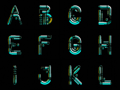 A - L 36daysoftype 3d b3d blender blender 3d characters chrome cyberpunk design font industrial letter set lettering letters mechanical robot sci fi type typeface typography