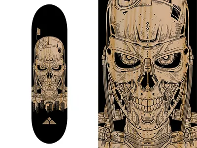 The Terminator - Laser Cut Skateboard adobe arnold arnold schwarzenegger cyberdyne exhibition film graphic design laser cut movie product robot sci fi skateboard skating skynet t 800 terminator the terminator vector wood