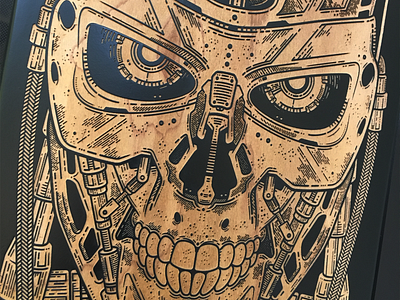 The Terminator - Laser Cut Skateboard (detail)
