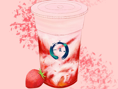 Milktea- Strawberry illustration ui