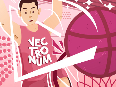 Dribbble, Then First Shot! abstract athlete athletic basketball coreldraw field firstshot illustration jump magenta pink sport vector