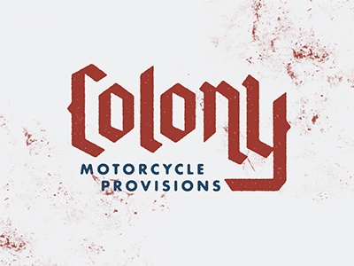 Colony Moto blackletter gothic grit grunge medieval motorcycle