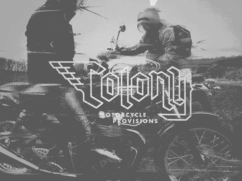 Colony Moto blackletter colony grunge motorcycles wings