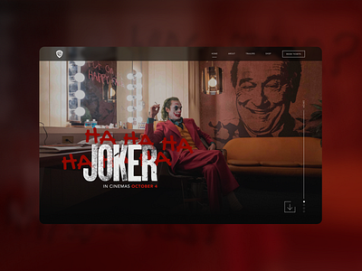 Joker - Movie Landing Page blood blur cinema clean dark design horror joker landing layout minimal mockup modern movie page red rough simple ui warner bros