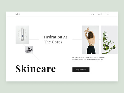 Skincare Webshop Landing Page branding clean clean design clean ui cosmetics grid layout landing page minimalism minimalistic product page skincare typography ui ui ux ui design user interface visual design visual hierarchy webshop whitespace